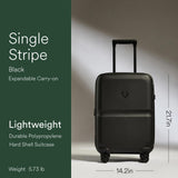 ANTLER - Single Stripe Hardside Carry On Luggage, 21.7x14.2x9.1 Inch 40L, Lightweight, 4 Spinner Wheels - Adjustable Handle, Expandable, Small Suitcase Airline Approved, TSA Lock - Black