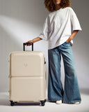 ANTLER - Single Stripe Hardside Luggage 32 Inch Large Suitcase - Durable, Lightweight & Expandable, 4 Spinner Wheels - Adjustable Handle, TSA Lock - Wheat Beige