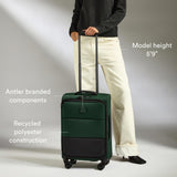 ANTLER - Soft Stripe Carry On Luggage 22x14x9 Airline Approved - Cabin Suitcase with Expander, Adjustable Handle, 4 Spinner Wheels, Lightweight, TSA Lock - Recycled Polyester Luggage - Antler Green