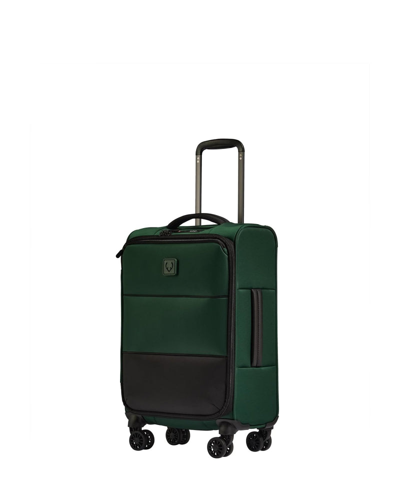 ANTLER - Soft Stripe Carry On Luggage 22x14x9 Airline Approved - Cabin Suitcase with Expander, Adjustable Handle, 4 Spinner Wheels, Lightweight, TSA Lock - Recycled Polyester Luggage - Antler Green