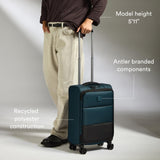 ANTLER - Soft Stripe Carry On Luggage 22x14x9 Airline Approved - Cabin Suitcase with Expander, Adjustable Handle, 4 Spinner Wheels, Lightweight, TSA Lock - Recycled Polyester Luggage - Indio Blue