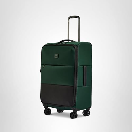 ANTLER - Soft Stripe Carry On Luggage 22x14x9 Airline Approved - Cabin Suitcase with Expander, Adjustable Handle, 4 Spinner Wheels, Lightweight, TSA Lock - Recycled Polyester Luggage - Antler Green