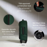 ANTLER - Soft Stripe Carry On Luggage 22x14x9 Airline Approved - Cabin Suitcase with Expander, Adjustable Handle, 4 Spinner Wheels, Lightweight, TSA Lock - Recycled Polyester Luggage - Antler Green