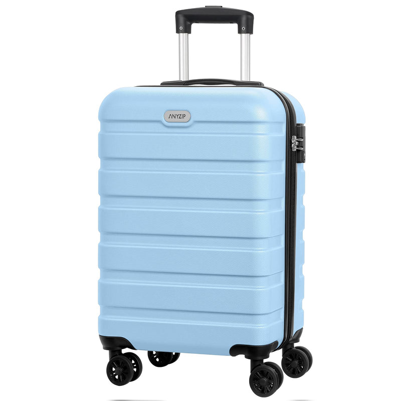 AnyZip Luggage PC ABS Hardside Lightweight Suitcase with 4 Universal Wheels TSA Lock Carry - On 20 Inch Light Blue