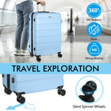 AnyZip Luggage PC ABS Hardside Lightweight Suitcase with 4 Universal Wheels TSA Lock Carry - On 20 Inch Light Blue