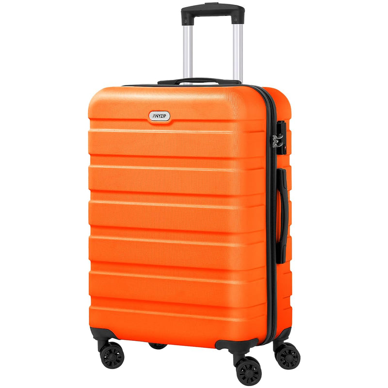 AnyZip Luggage PC ABS Hardside Lightweight Suitcase with 4 Universal Wheels TSA Lock Checked - Medium 24 Inch Orange