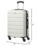 AnyZip Luggage PC ABS Hardside Lightweight Suitcase with 4 Universal Wheels TSA Lock Checked - Medium 24 Inch White