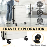 AnyZip Luggage PC ABS Hardside Lightweight Suitcase with 4 Universal Wheels TSA Lock Checked - Medium 24 Inch White