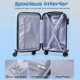 AnyZip Luggage Set 5 Piece PC ABS Hardshell Lightweight Suitcases for Travelling with 4 Universal Wheels TSA Lock Carry on Suitcase Light Blue
