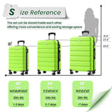 AnyZip Luggage Sets 3 Piece Hardshell Suitcase Set PC ABS Lightweight Travel Suitcases with 4 Double Spinner Wheels TSA Lock 20 24 28 Inch Apple Green