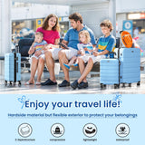 AnyZip Luggage Sets 3 Piece Hardshell Suitcase Set PC ABS Lightweight Travel Suitcases with 4 Double Spinner Wheels TSA Lock 20 24 28 Inch Light Blue