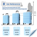 AnyZip Luggage Sets 3 Piece Hardshell Suitcase Set PC ABS Lightweight Travel Suitcases with 4 Double Spinner Wheels TSA Lock 20 24 28 Inch Light Blue
