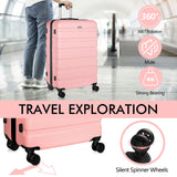 AnyZip Luggage Sets 3 Piece PC ABS Hardside Lightweight Suitcase with 4 Universal Wheels TSA Lock Carry On 20 24 28 Inch Pink