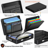 ANZAKY Fireproof Document Box with Fireproof Zipper, Hard Inner Shell Fireproof Document Bag with Lock, Fireproof Water Resistant Important Document Organizer 16 inch Laptop File Briefcase (Black)