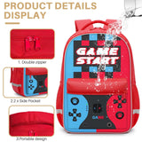 Aogebaby 3 - Piece Video Game Backpack Set for Boys Teens - 16.5 Inch Large Bookbag with Insulated Lunch Box & Sturdy Pencil Case, Ideal for Elementary & Middle School, Fits Textbooks