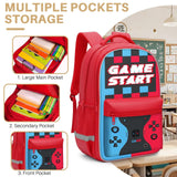 Aogebaby 3 - Piece Video Game Backpack Set for Boys Teens - 16.5 Inch Large Bookbag with Insulated Lunch Box & Sturdy Pencil Case, Ideal for Elementary & Middle School, Fits Textbooks