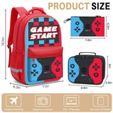 Aogebaby 3 - Piece Video Game Backpack Set for Boys Teens - 16.5 Inch Large Bookbag with Insulated Lunch Box & Sturdy Pencil Case, Ideal for Elementary & Middle School, Fits Textbooks