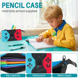 Aogebaby 3Pcs Boys Gaming Backpack Set, 17 Inch Game Controller School Backpack with Insulated Lunch Box Pencil Case, Water Resistant Elementary Bookbag Set for Kids Teens Back to School