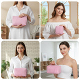 AojSup 4 Pieces Travel Toiletry Bag Set for Women, Cute Makeup Bag Set with Pink Stripe Designs, Cotton Cosmetic Organizer Pouches for Brushes, Skincare, Essentials (Multi - Sizes)