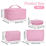 AojSup 4 Pieces Travel Toiletry Bag Set for Women, Cute Makeup Bag Set with Pink Stripe Designs, Cotton Cosmetic Organizer Pouches for Brushes, Skincare, Essentials (Multi - Sizes)