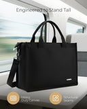 Aosbos Large Canvas Tote Bag For Women With Zipper - Large Everyday Purse With Water Bottle Pocket And Compartments - 14in Laptop Bags For Work,Gym,Beach,Travel,Black