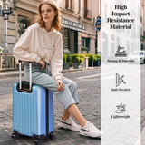 Apelila 4 Piece Luggage Sets for Travel, Hardshell Suitcase with Spinner Wheels (18/20/24/28 Inch), Lightweight Carry On & Checked Luggage for Family Vacation (Blue - Line)