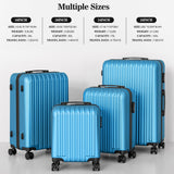 Apelila 4 Piece Luggage Sets for Travel, Hardshell Suitcase with Spinner Wheels (18/20/24/28 Inch), Lightweight Carry On & Checked Luggage for Family Vacation (Blue - Line)