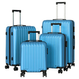 Apelila 4 Piece Luggage Sets for Travel, Hardshell Suitcase with Spinner Wheels (18/20/24/28 Inch), Lightweight Carry On & Checked Luggage for Family Vacation (Blue-Line)