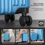 Apelila 4 Piece Luggage Sets for Travel, Hardshell Suitcase with Spinner Wheels (18/20/24/28 Inch), Lightweight Carry On & Checked Luggage for Family Vacation (Blue - Line)