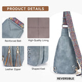 APHISON Small Sling Bag Cell Phone Purse Vegan Leather Fanny Crossbody Bag for Women Trendy Chest Backpack Adjustable Strap