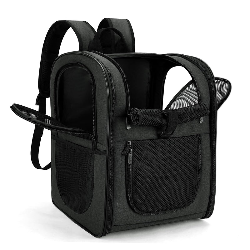 Apollo Walker Dog & Cat Carrier Backpack for 4 - 18lb Pets - Ventilated Safe Design with Padded Back Support, Breathable Mesh Pet Backpack for Hiking, Travel, Outdoor (Black)