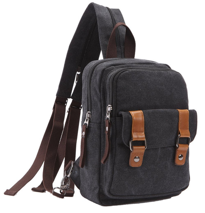 Arbag Small Cute Backpack Vintage Casual Canvas Shoulder Bag Daypack 8528bag,Black