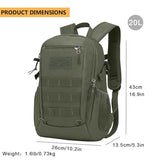 ArcEnCiel 20L Tactical Backpack MOLLE Daypack Gear Pack Camping Bag with Patch (Grey&Green)