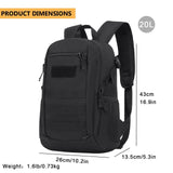 ArcEnCiel 20L Tactical Backpack MOLLE Daypack Gear Pack Camping Bag with Patch（Black）