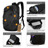 ArcEnCiel Motorcycle Tactical Backpack for Men - Sturdy‌ Military Pack with Rain Cover & Patch, MOLLE Water Resistant for Hiking, Commuting, Camping & Outdoor (Black)