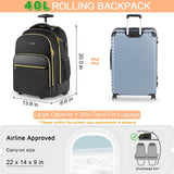 Arcoyard Rolling Backpack for Women, 17 inch Travel Laptop Wheeled Backpack with USB Charging Port for Adults, Large Water Resistant Carryon Luggage Roller Bag Flight Approved for Work College, Black