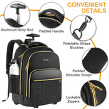 Arcoyard Rolling Backpack for Women, 17 inch Travel Laptop Wheeled Backpack with USB Charging Port for Adults, Large Water Resistant Carryon Luggage Roller Bag Flight Approved for Work College, Black