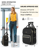 Arcoyard Rolling Backpack for Women, Travel Rolling Laptop Backpack with Wheels, Vertical & Horizontal Storage 2 In 1, Flip - Top Design, Water - Resistant Overnight College Underseat Carry on Luggage