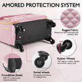 Arcoyard Rolling Laptop Bag, Briefcase for Women with 4 Spinner Wheels and Telescopic Extendable Handle, Roller Computer Bag for Work Travel Carry On Luggage, TSA Friendly Design, Pink