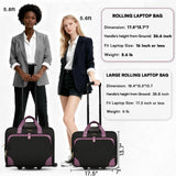 Arcoyard Rolling Laptop Bag, Rolling Briefcase for Women with Waterproof Pocket, 16 Inch Computer Bag, Underseat Carry On Luggage with Wheels for Work Travel Business, Lightweight Black Purple