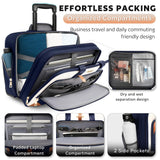 Arcoyard Rolling Laptop Bag, Rolling Briefcase for Women with Waterproof Pocket, 16 Inch Computer Bag, Underseat Carry On Luggage with Wheels for Work Travel Business, Lightweight Navy Blue Brown