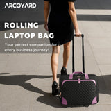 Arcoyard Rolling Laptop Bag, Rolling Briefcase for Women with Waterproof Pocket, 16 Inch Computer Bag, Underseat Carry On Luggage with Wheels for Work Travel Business, Lightweight Black Purple