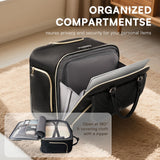 Arcoyard Rolling Laptop Bag Women, Rolling Briefcase for Women for Work, 17.3 Inch Computer Bag with Wheels, Fashion Flap Laptop Bag With Wheels for Work Business, TSA Friendly Design, Black