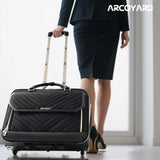 Arcoyard Rolling Laptop Bag Women, Rolling Briefcase for Women for Work, 17.3 Inch Computer Bag with Wheels, Fashion Flap Laptop Bag With Wheels for Work Business, TSA Friendly Design, Black