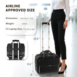 Arcoyard Rolling Laptop Bag Women, Rolling Briefcase for Women for Work, 17.3 Inch Computer Bag with Wheels, Fashion Flap Laptop Bag With Wheels for Work Business, TSA Friendly Design, Black