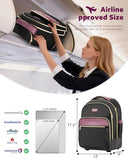 Arcoyard Small Rolling Backpack for Women with Wheels, Roller Laptop Travel Backpack, Lightweight Water Resistant Wheeled Underseat Carry On Luggage for Work and College, Black Purple