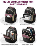 Arcoyard Small Rolling Backpack for Women with Wheels, Roller Laptop Travel Backpack, Lightweight Water Resistant Wheeled Underseat Carry On Luggage for Work and College, Black Purple