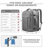 AREYTECO Carry On Backpack, 50L Extra Travel Laptop Backpack for Men Women, Big Bag Business Travel Essentials Gifts for men, 17 Inch Laptop Backpack Computer Bag Gifts for Him Men, Grey