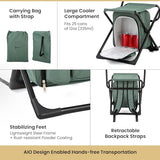ARROWHEAD OUTDOOR 3-in-1 Compact Fishing Chair Backpack Stool & Insulated Cooler, w/Bottle Holder & Storage Bag, External Pockets, Backrest