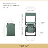 ARROWHEAD OUTDOOR 3-in-1 Compact Fishing Chair Backpack Stool & Insulated Cooler, w/Bottle Holder & Storage Bag, External Pockets, Backrest
